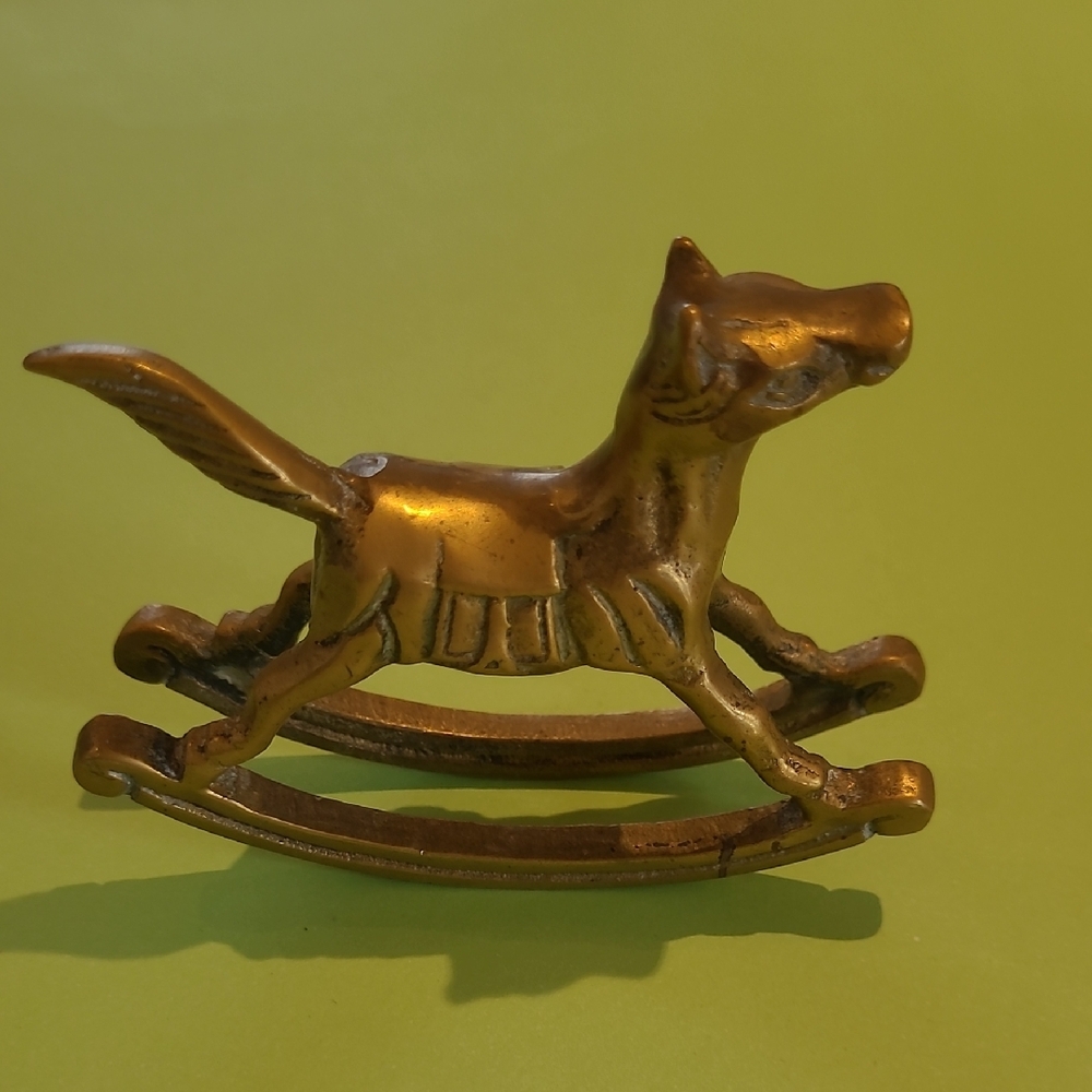 Vintage Brass Rocking Horse Decor